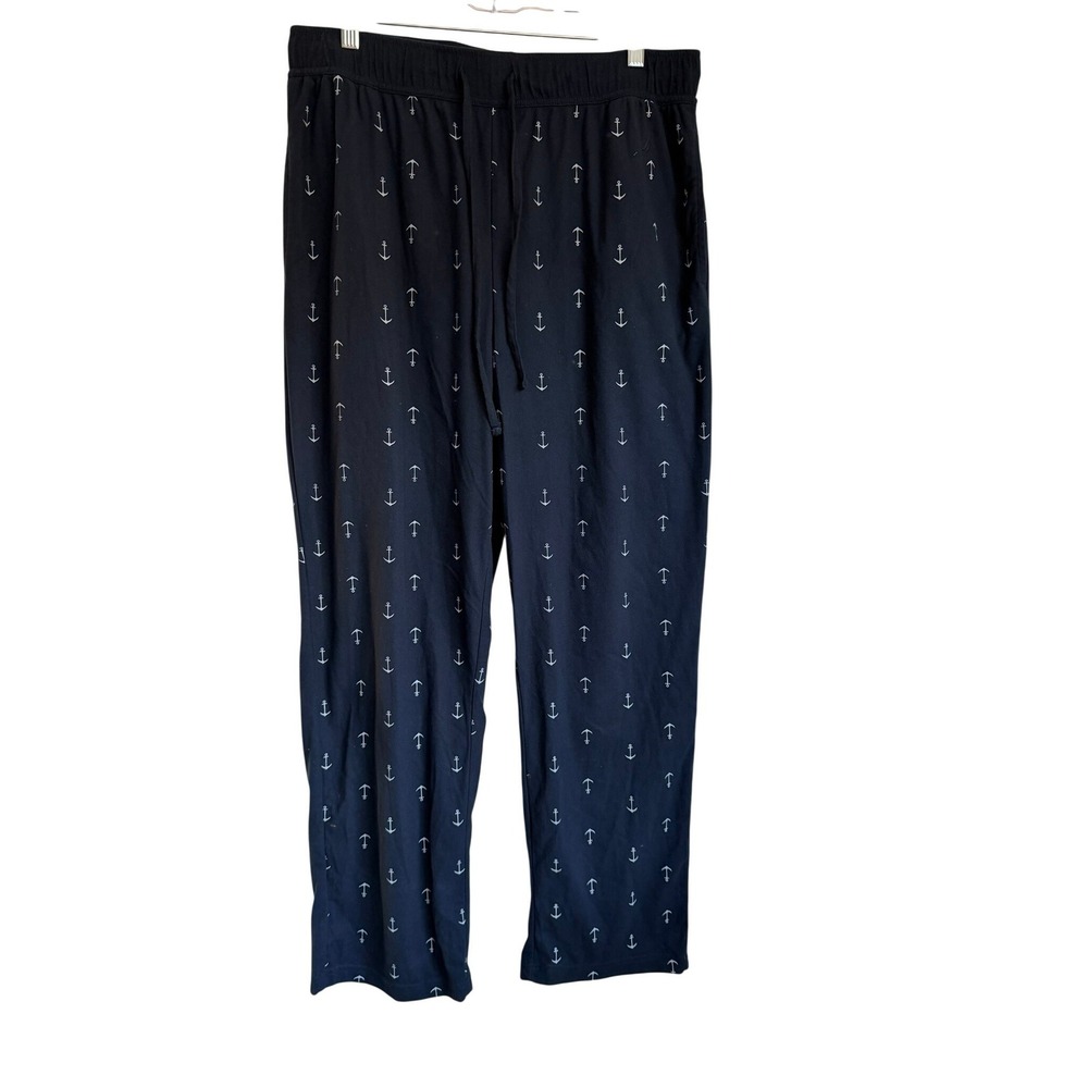 Nautica Sleepwear Navy Anchor Print Pajama Pants Womens Medium Drawstring Lounge